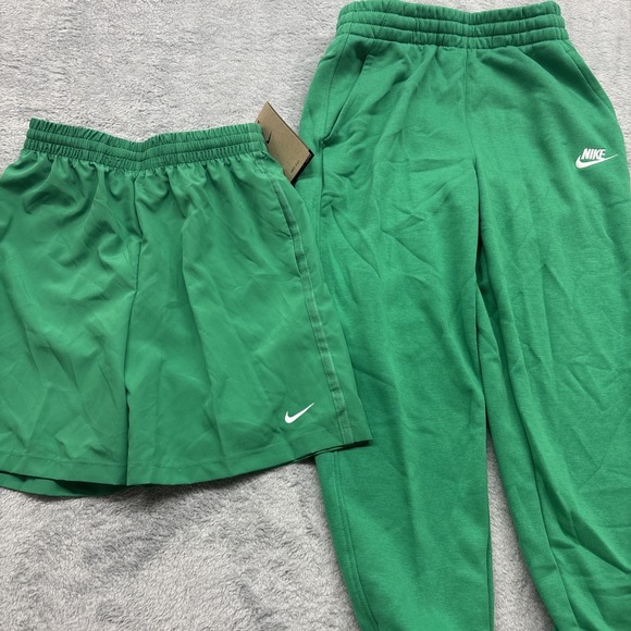 Nike Sportswear Club Fleece Joggers & Athletic Shorts Set Big Kids Large Green - Picture 1 of 4